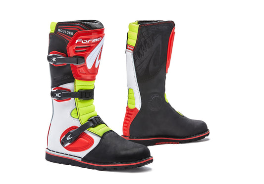 Forma Boulder Trials Boots | White, Red & Yellow Fluro/Black/Brown/White, Red & Blue
