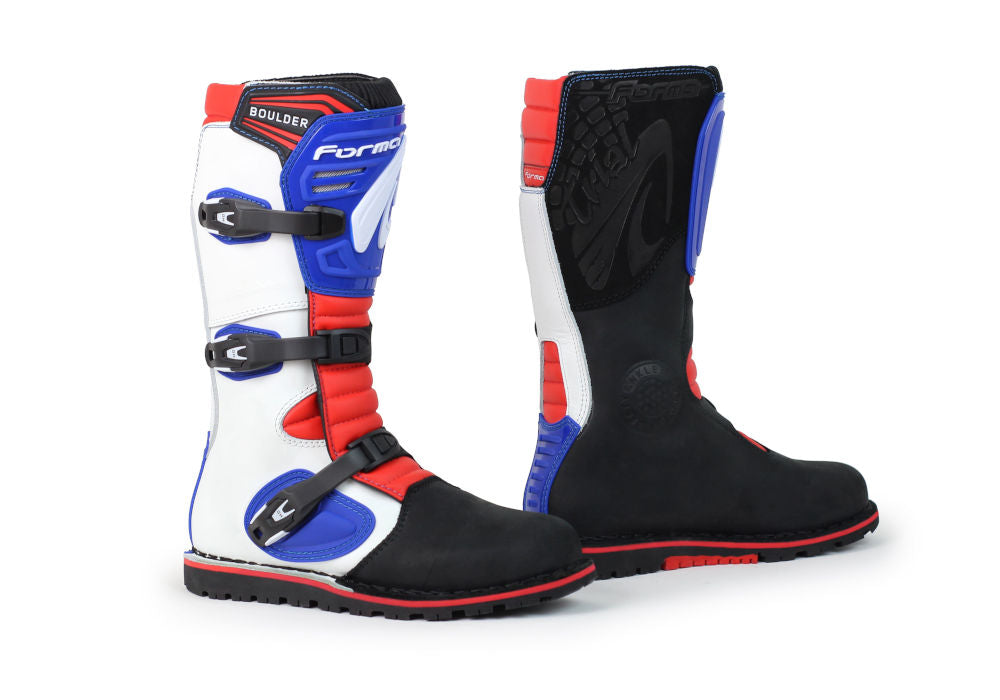 Forma Boulder Trials Boots | White, Red & Yellow Fluro/Black/Brown/White, Red & Blue